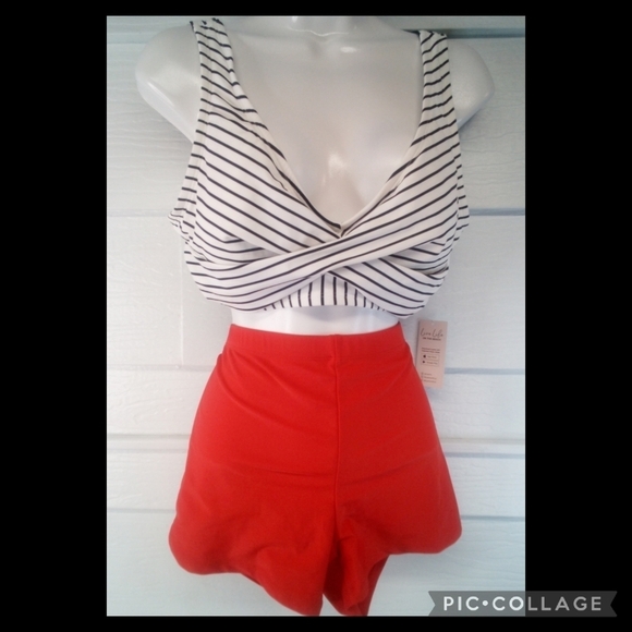 Other - Striped black and white top and red bottom